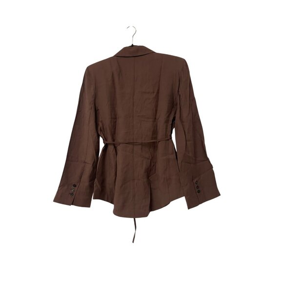 Zara Womens Blazer Suit Jacket XS Chocolate Brown Tie Belt 2010/821 NWT - Picture 4 of 14